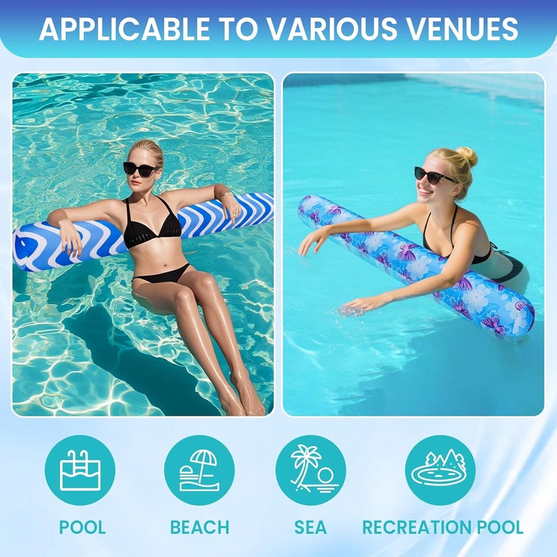 Brmoka Inflatable Swimming Pool Noodle, 2 Pack Soft Fabric Quick Drying Covered Large Pool Floats Noodles, Premium Buoyancy Swim PoolFloats with Portable Storage Bag for Pool Party Toy - Image 2